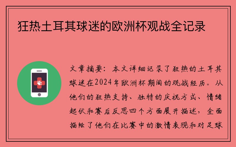 狂热土耳其球迷的欧洲杯观战全记录